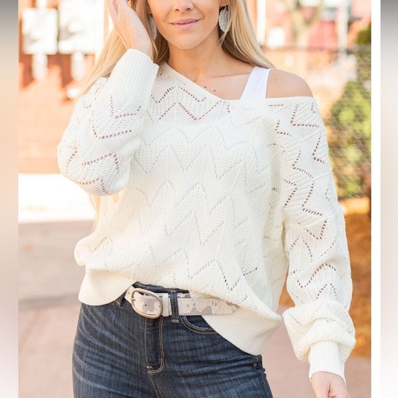 Andree by Unit Francine Boho Open Knit Slouchy Crocheted Sweater - Picture 1 of 14
